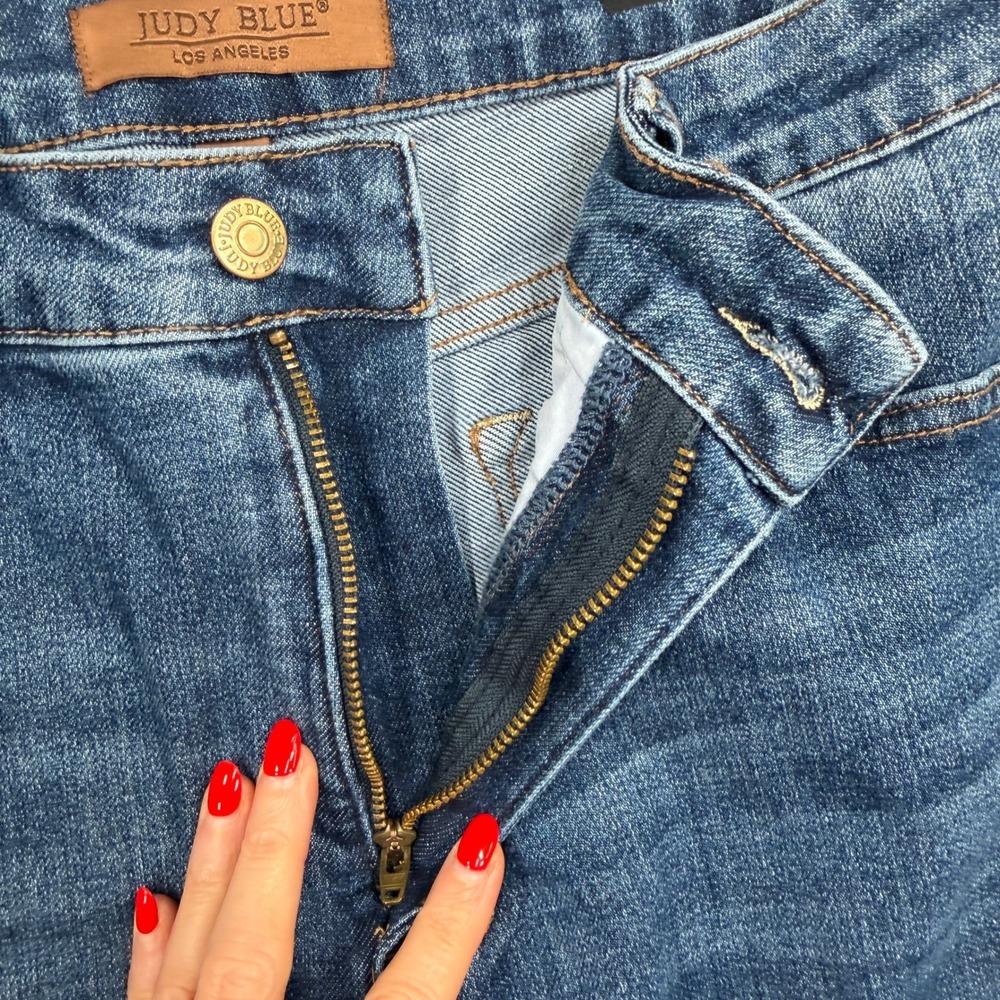 Judy Blue 20W Retro Wide Leg Jeans High Rise Medium Wash JB88847 DK-CO Stretch - Picture 6 of 16
